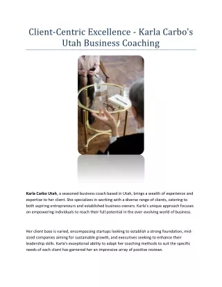 Client-Centric Excellence - Karla Carbo's Utah Business Coaching