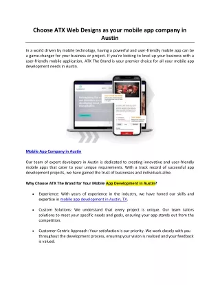 Choose ATX Web Designs as your mobile app company in Austin