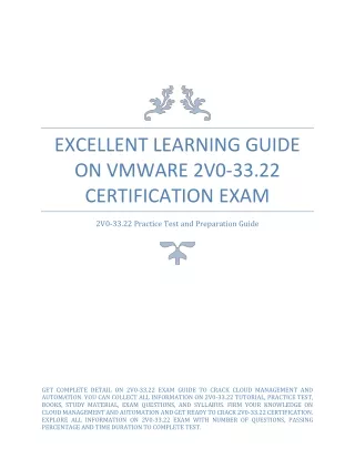 Excellent Learning Guide On VMware 2V0-33.22 Certification Exam