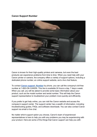Canon support Number