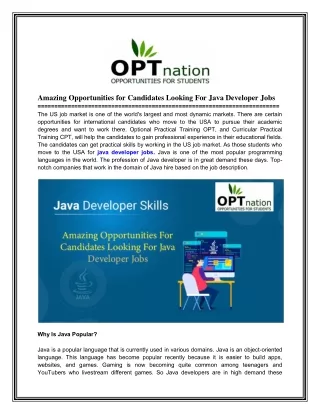 Candidates looking for Java Developer Jobs