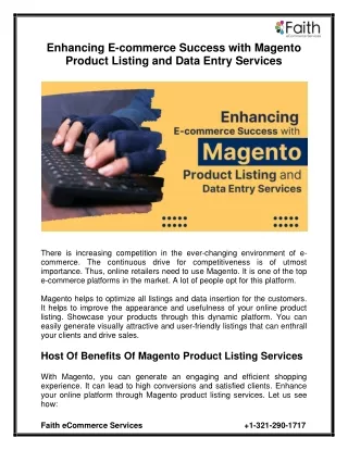 Enhancing E-commerce Success with Magento Product Listing and Data Entry Services