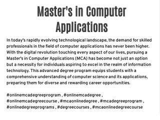 Master's in Computer Applications