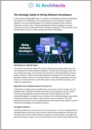 The Strategic Guide to Hiring Software Developers