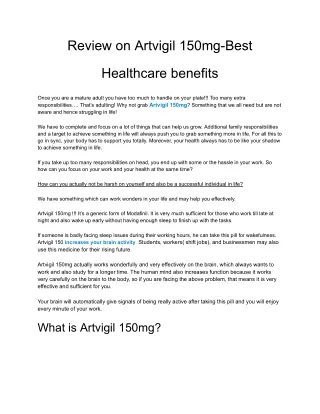 Review on Artvigil 150mg Best Healthcare benefits