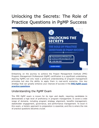 Unlocking the Secrets_ The Role of Practice Questions in PgMP Success