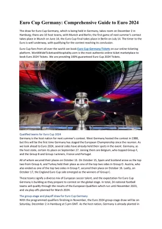 Euro Cup Germany Comprehensive Guide to Euro 2024