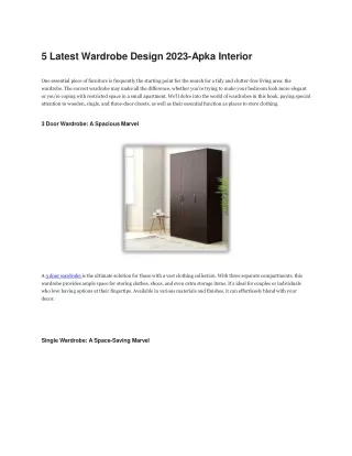 5 Latest Wardrobe Design 2023-Apka Interior