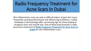 Radio Frequency Treatment for Acne Scars In Dubai