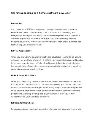 Tips for Succeeding as a Remote Software Developer