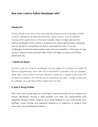 How Can I Land a Python Developer Job