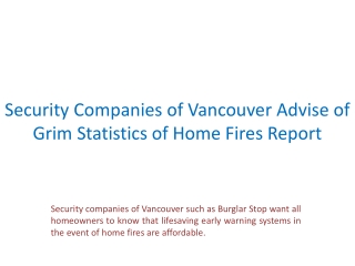 Security Companies of Vancouver Advise of Grim Statistics of