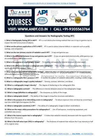 RT NDT Question and Answer