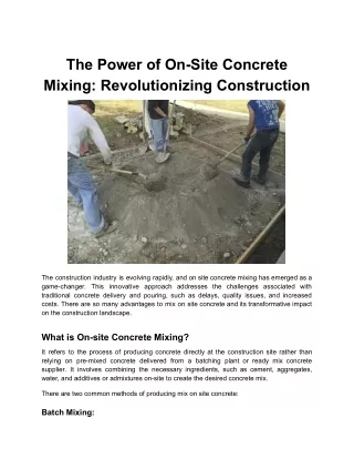 The Power of On-Site Concrete Mixing_ Revolutionizing Construction