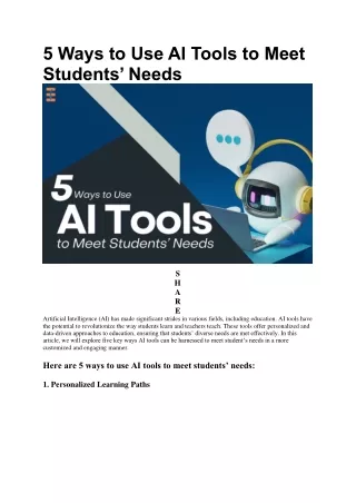 5 Best Ways To Use Ai Tools To Meet Students’ Needs | Future Education Magazine