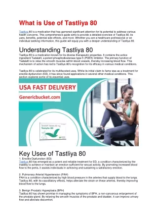 What is Use of Tastliya 80