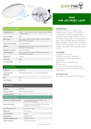 24W LED Ceiling Light 2-IN-1 CCT by Greenhse Technologies