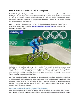 Paris 2024 Mariana Pajón win Gold in Cycling BMX