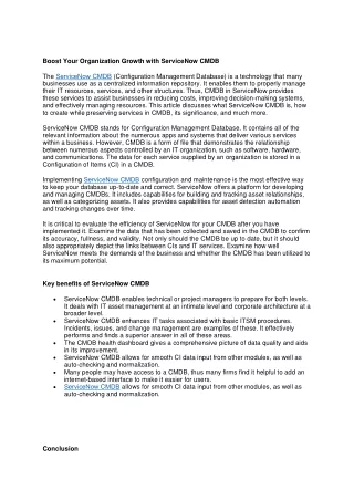 Boost Your Organization Growth with ServiceNow CMDB 