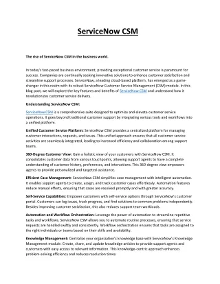 The rise of ServiceNow CSM in the business world