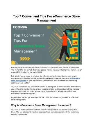 Top 7 Convenient Tips For eCommerce Store Management