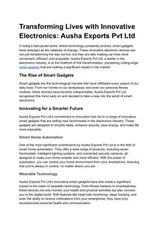 Transforming Lives with Innovative Electronics_ Ausha Exports Pvt Ltd