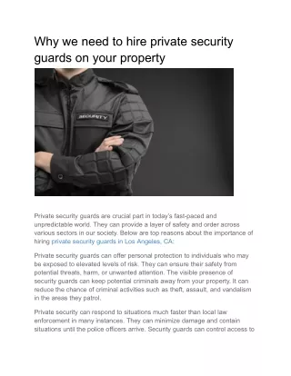 Why we need to hire private security guards on your property