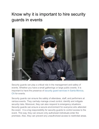 Know why it is important to hire security guards in events