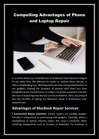 Compelling Advantages of Phone and Laptop Repair