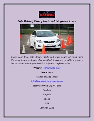 Safe Driving Class  Horizondrivingschool