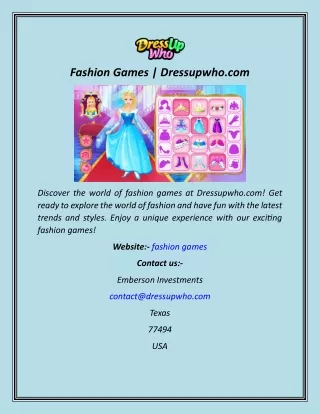 Fashion Games  Dressupwho