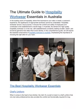 The Ultimate Guide to Hospitality Workwear Essentials in Australia
