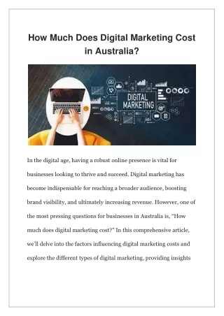 How Much Does Digital Marketing Cost in Australia?