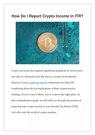 How Do I Report Crypto Income in ITR?