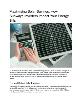 Maximizing Solar Savings: How Sunways Inverters Impact Your Energy Bills