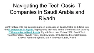 Navigating the Tech Oasis IT Companies in Saudi Arabia and Riyadh