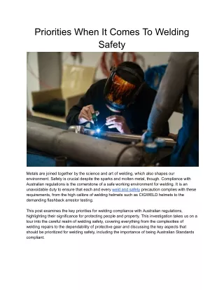 Priorities When It Comes To Welding Safety