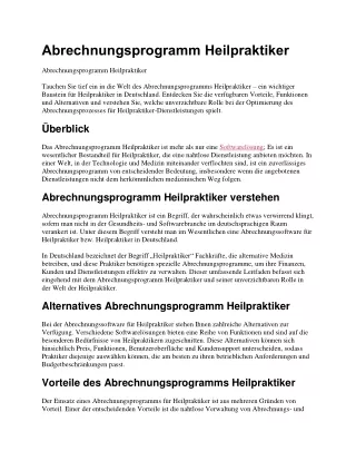 Abrechnungsprogramm Heilpraktiker