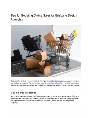 Tips for Boosting Online Sales by Design Agencies in Brisbane