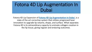 Fotona 4D Lip Augmentation In Dubai