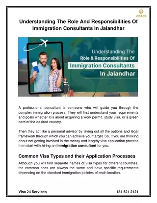 Understanding the Role and Responsibilities of Immigration Consultants in Jalandhar