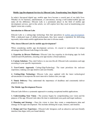 Mobile App Development Services by Ellocent Labs Transforming Your Digital Vision
