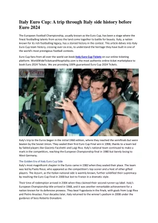 Italy Euro Cup A trip through Italy side history before Euro 2024