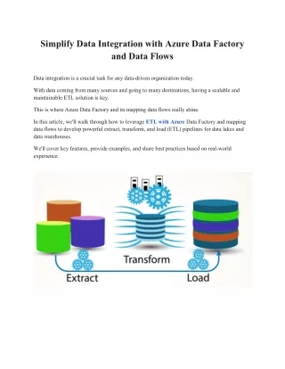 Simplify Data Integration with Azure Data Factory and Data Flows