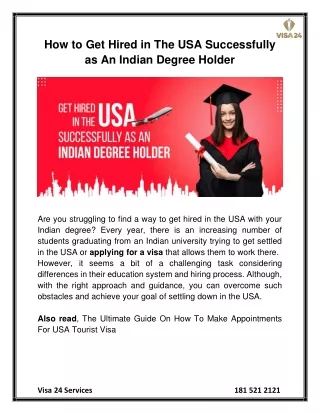 How To Get Hired In The USA Successfully As An Indian Degree Holder