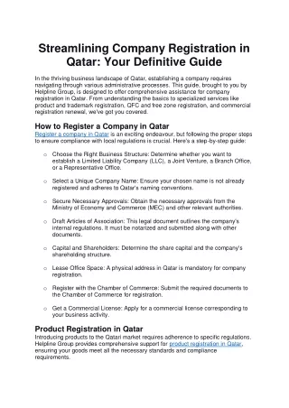 Streamlining Company Registration in Qatar