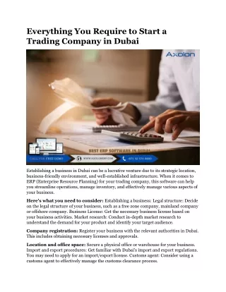 Everything You Require to Start a Trading Company in Dubai