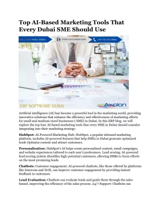 Top AI-Based Marketing Tools That Every Dubai SME Should Use