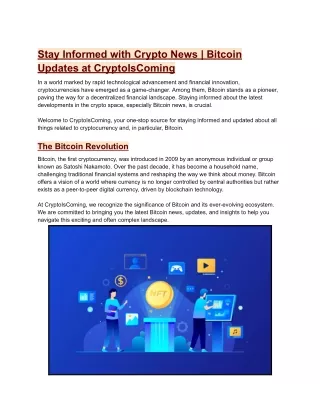 Stay Informed with Crypto News _ Bitcoin Updates at CryptoIsComing