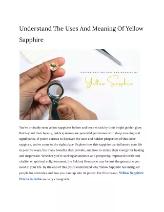 Understand The Uses And Meaning Of Yellow Sapphire